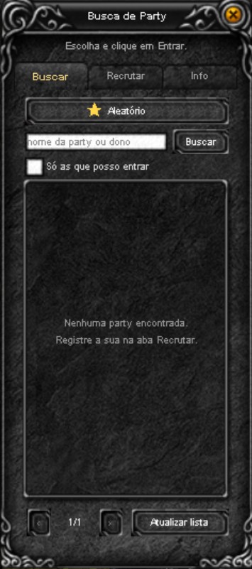 Aba Buscar sem nenhuma party