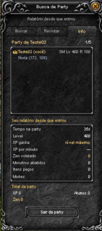 Info: membros e relatório
